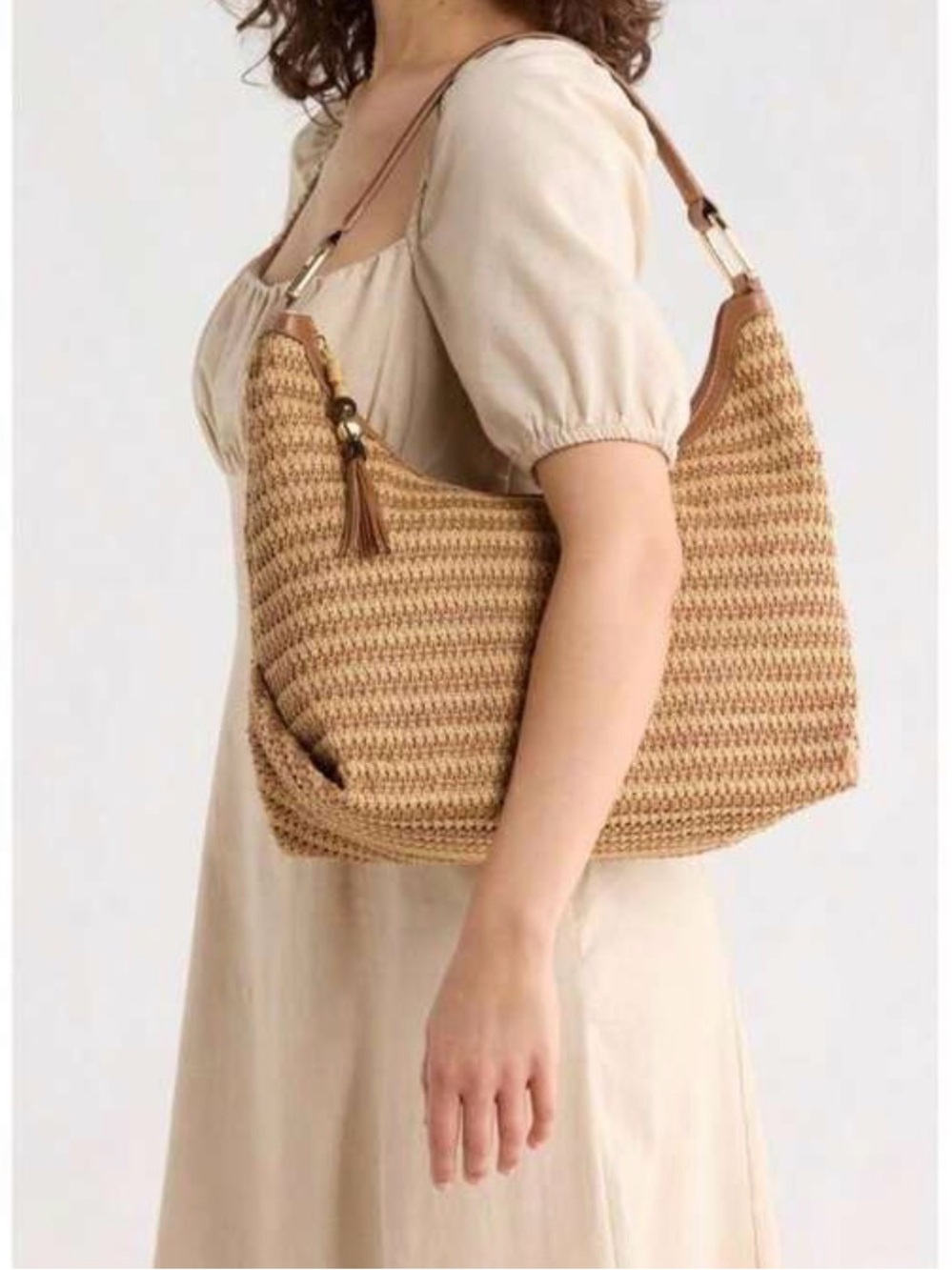 Dolce Vita Tan Woven Hobo Shoulder Bag